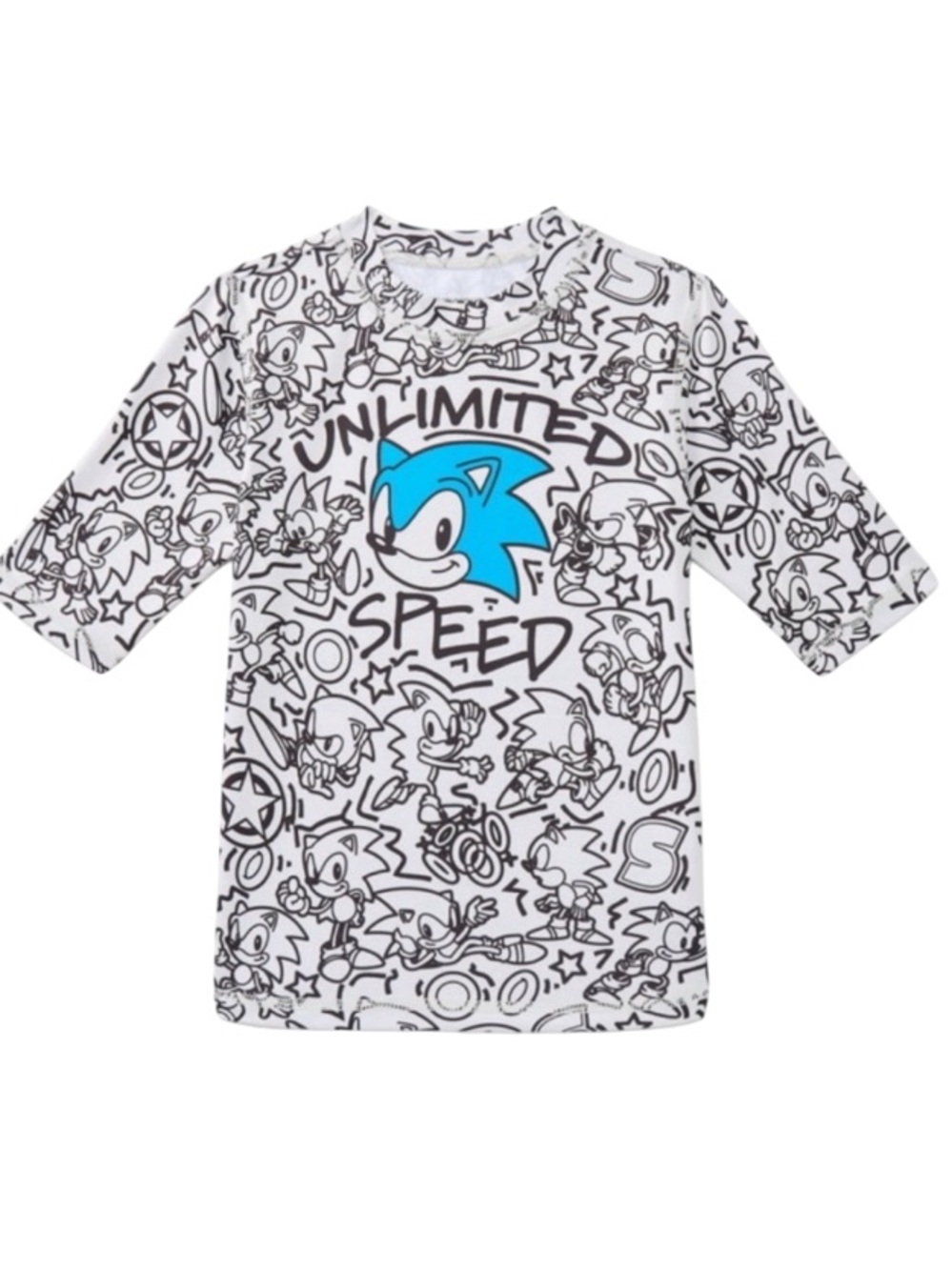 Boys Sz 8 Sonic Rashguard Swim Shirt